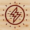 A stylized vector illustration of a lightning bolt in bright colors.