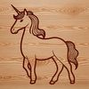 A simple line drawing of a mythical unicorn with a flowing mane and tail.