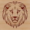 A close-up illustration of a lion's head with a majestic mane.