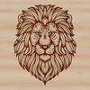 An ornate depiction of a wild animal's majestic face.