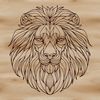 A close-up illustration of a lion's head, showcasing its distinctive mane and features.