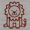 A simple line drawing of a sitting lion, typical of safari animals found in the wild.