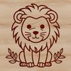Wild Animal SVG Icon A simple line drawing of a sitting lion with a bold, youthful expression.