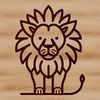Classic Animal Illustration A simple line drawing of a lion standing on its hind legs, depicted in a classic animal style.