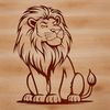 Wildlife Icon Lion Silhouette A regal big cat sitting on its haunches, with a strong and powerful build.