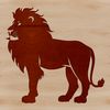 A majestic lion standing in a natural setting, depicted in simple vector lines.