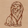 A sitting lion, a wild animal native to Africa, depicted in vector format.