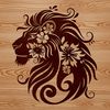 Ornate Wild Animal Portrait A majestic wild animal's head featuring ornate details in a floral pattern.