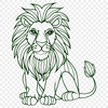 Stunning Sitting Lion Vector Drawing