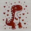 A prehistoric baby dinosaur illustration featuring love hearts, suitable for vector design.