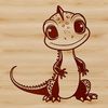 A green scaly reptile with sharp claws and long tail.