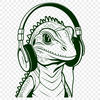 Green Tropical Reptile A green reptilian animal with scaly skin and sharp claws, commonly found in tropical environments.