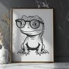 Reptile Character in Eyewear A reptile with long tail and scaly skin wearing a pair of glasses, suitable for vector art projects.