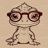 A stylized illustration of a lizard wearing glasses, suitable for vector design and cutting machine applications.