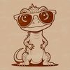 A cartoon lizard wearing trendy sunglasses, designed as vector art.
