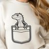 Colorful Lizard Peeking Out A green lizard peeking out from a pocket, rendered as a vector graphic.