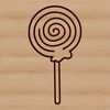 Swirly Treat Clip Art A colorful illustration of a single lollipop with multiple colors and swirls.
