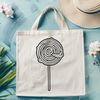 Whimsical Candy Design Vector Art A colorful illustration of a lollipop with a striped stick.