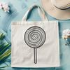 Colorful treat illustration with striped handle. A colorful illustration of a lollipop with striped stick.