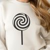 Illustrative digital representation of a colorful lollipop, suitable for graphic design and printing.