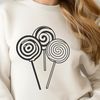 Vector Graphics Design Stylized Lollipop Icon An SVG vector graphic design featuring a stylized depiction of a candy lollipop.