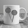 Sweet SVG Illustration A colorful lollipop with a rounded handle and swirly design on the end.