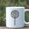 Whimsical Lollipop Illustration A colorful illustration of a single lollipop on a white background.