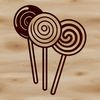 Colorful Lollypop Clip Art Design A colorful illustration of a lollipop with a swirly handle and a rounded tip.