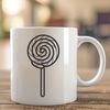 Sweet Swirly Confection Graphic A colorful illustration of a lollipop with a swirly design on the stick.