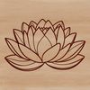 Simple Lotus Flower Design A simple line drawing of a lotus flower with symmetrical petals, suitable for vector design and commercial use.
