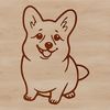 Corgi Clip Art Vector A sitting dog with a fluffy coat, depicted in vector format.