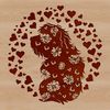 Happy Havanese Portrait A stylized illustration of a happy Havanese dog sitting with love hearts surrounding it.