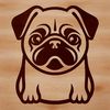 Simple Pug Drawing Vector Art An illustration of a cute pug animal in a seated position.