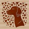 Vibrant Weimaraner Clip Art A high-quality digital illustration of a Weimaraner dog with heart designs integrated into its design.