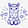 Whimsical Alpaca Design with Love Hearts A stylized illustration of a friendly alpaca surrounded by love hearts, suitable for various digital applications.