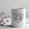 Winged Female Figure SVG An illustration of a winged female figure with a gentle expression, symbolizing love and compassion.