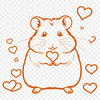 Whimsical Hamster Graphic with Love Hearts A cute cartoon hamster surrounded by love hearts, suitable as vector art for personal or commercial projects.