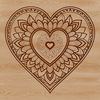 A colorful mandala design featuring a heart shape, ideal for vector art and cutting machine projects.