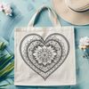 Intricate Heart Pattern SVG File A intricate heart design featuring a mandala pattern, suitable for vector art and cutting machine applications.