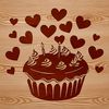 A colorful birthday cake design featuring love hearts and decorations, perfect for party planning and celebration.