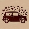 A simple design of a vehicle with love hearts incorporated into the design.
