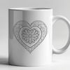 Vibrant Love Design A colorful geometric design featuring an intricate heart pattern made up of interconnected shapes.