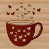 A heart-adorned coffee cup design for various digital applications.