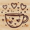 Heartful Coffee Cup Design A simple coffee cup design with love hearts, suitable for digital crafting and cutting machine use.