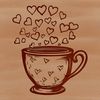 Love Heart Cup Icon A stylized cup with love hearts surrounding it, suitable for digital design projects.