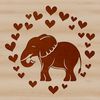 Heart-ful Elephant Illustration A stylized illustration of an elephant with decorative hearts surrounding its body, created in vector format.