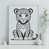 Whimsical Jaguar Illustration Vector illustration of a jaguar with love hearts surrounding it.