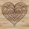 A intricate mandala design featuring a stylized heart shape, suitable for vector graphics and cutting machine projects.