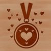 A medal icon featuring love hearts on the surface, suitable for various design applications.