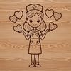 Heartfelt Healthcare Professional A female nurse with heart symbols surrounding her, representing the love and care she provides.